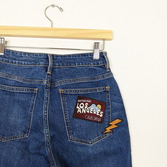 PacSun Punk Blue Los Angeles Patched High Rise Retro Fit Jeans Size 25 - Picture 6 of 11